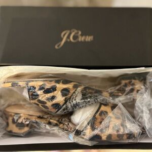 J. Crew Leopard-Print Calf Hair Kitten Heel Sandals Never Worn